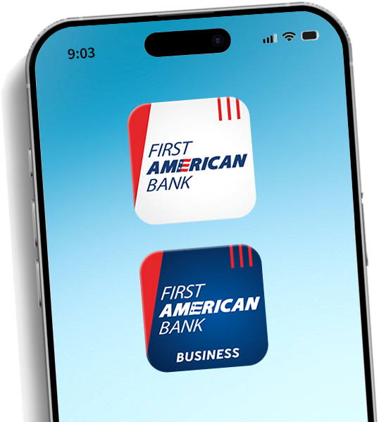 Phone with First American Bank apps